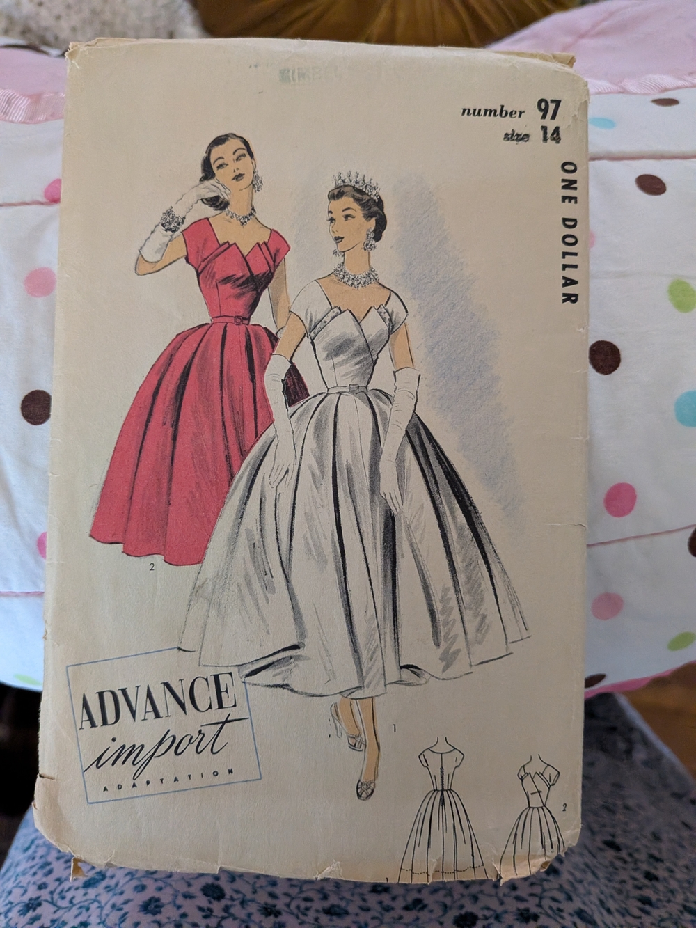 Vintage 1950s Sewing Pattern Women's Wedding Dress Couture Advance Import 97